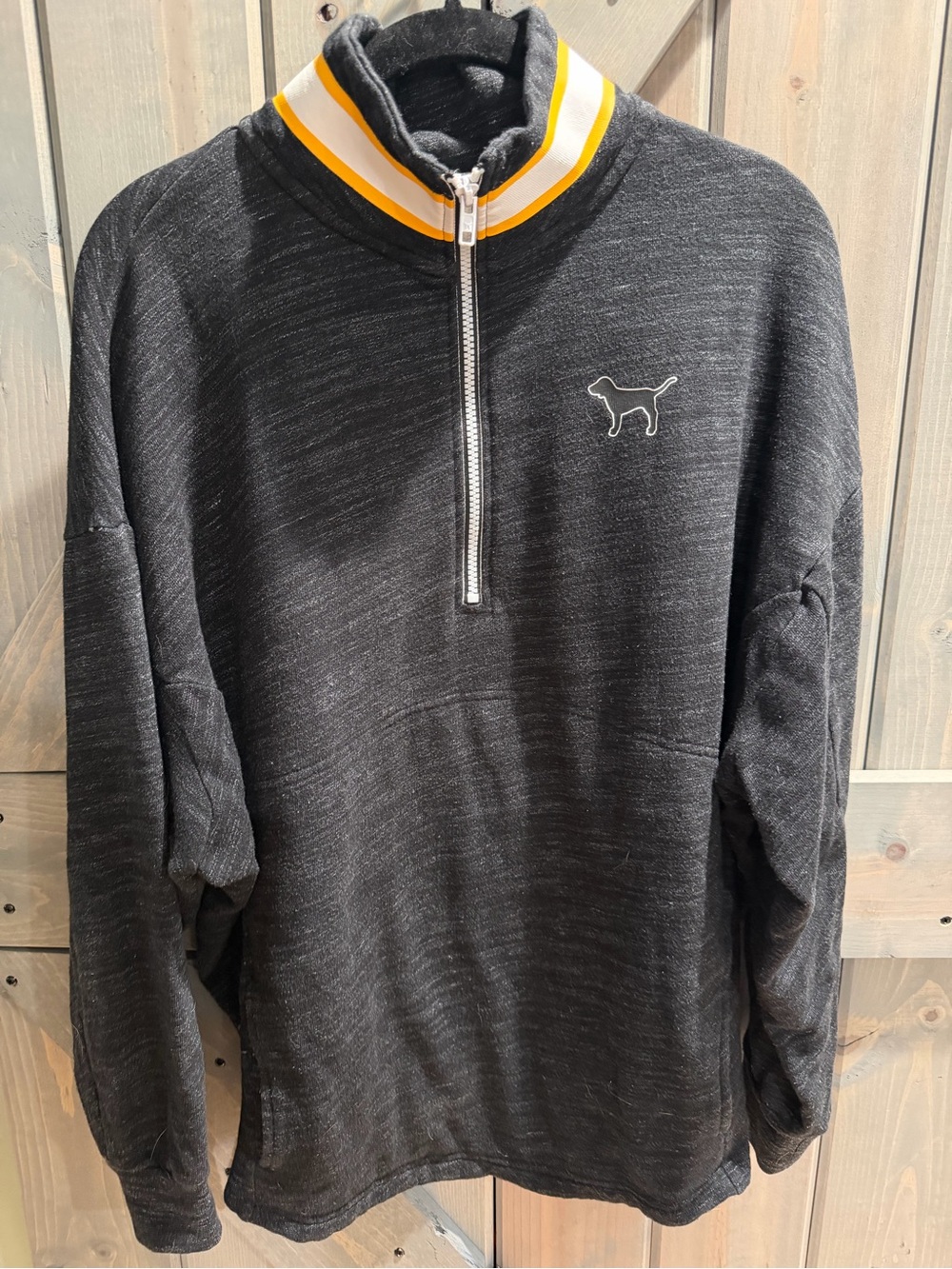 PINK Victoria’s Secret Black Quarter Zip Sweatshirt Size Medium